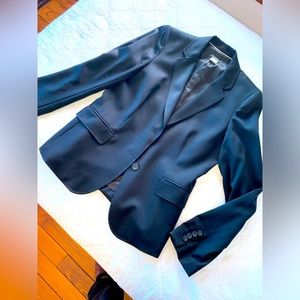 J. Crew black wool suit, size 8. Jacket & pants.
